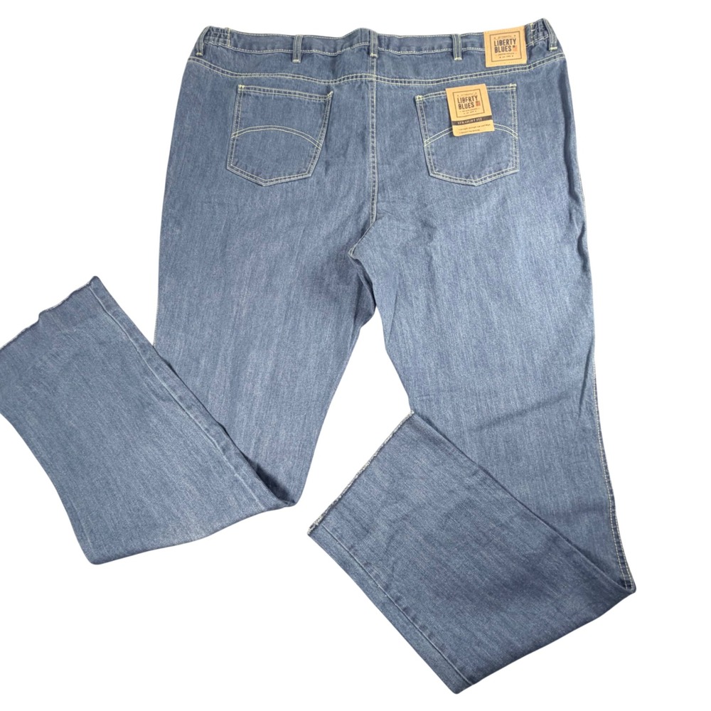 Liberty Blues Mens 52x38 Straight Fit Blue Denim Jeans Big and Tall 100% Cotton